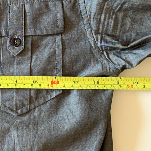 MG Black Men's Shirt Button Down Collar Military Style Size Medium 100% Cotton - Picture 10 of 10